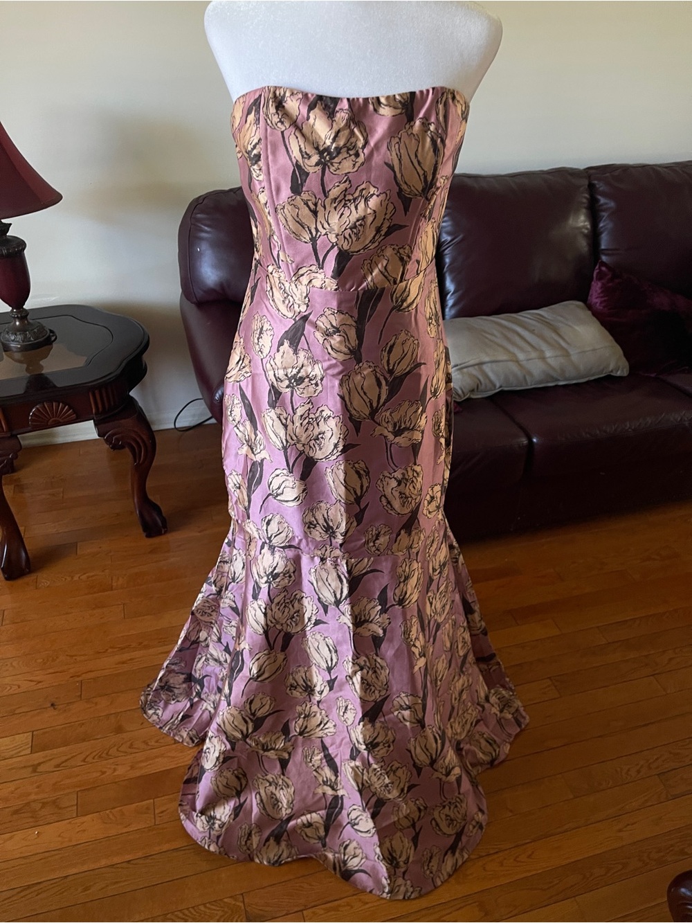 Lulus Gowning Around Mauve Floral Jacquard Strapless Maxi Dress - Picture 7 of 12